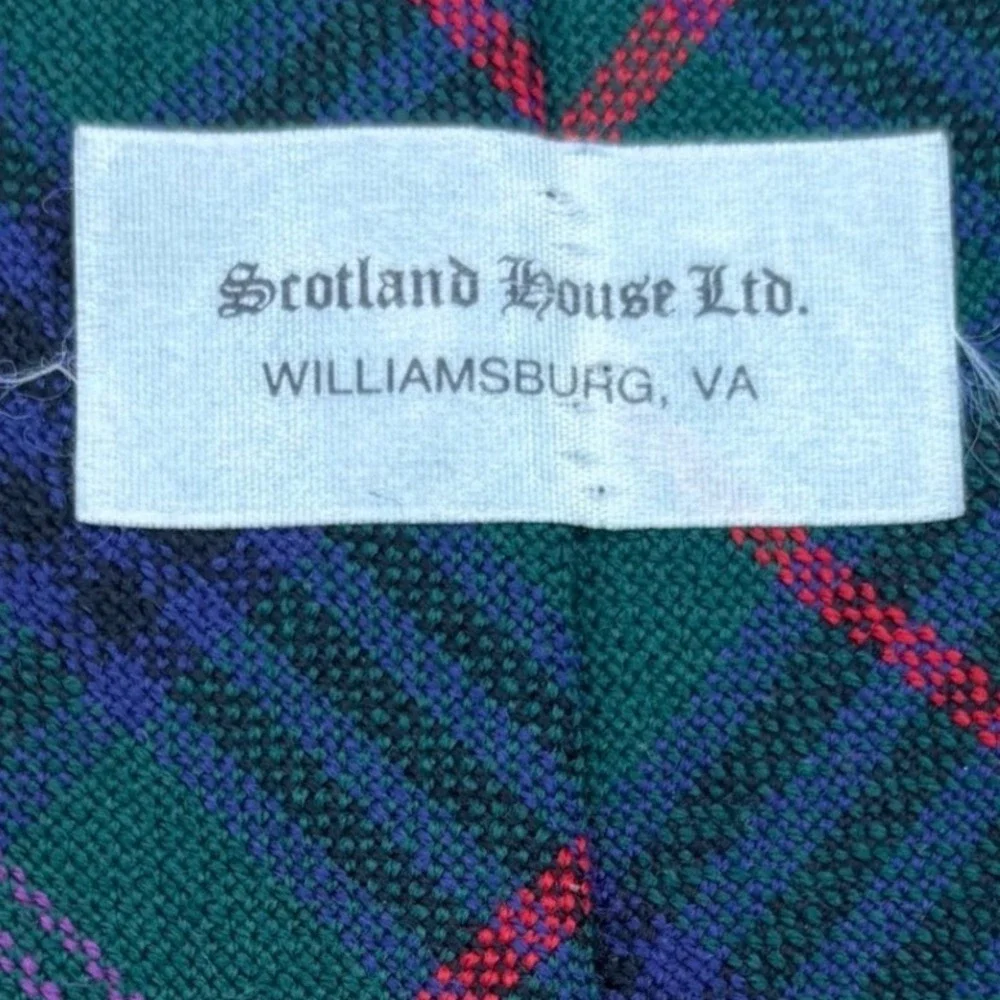 Scotland House Ltd 100% Wool Tie Mens Green Tartan Excellent Heritage Kennedy